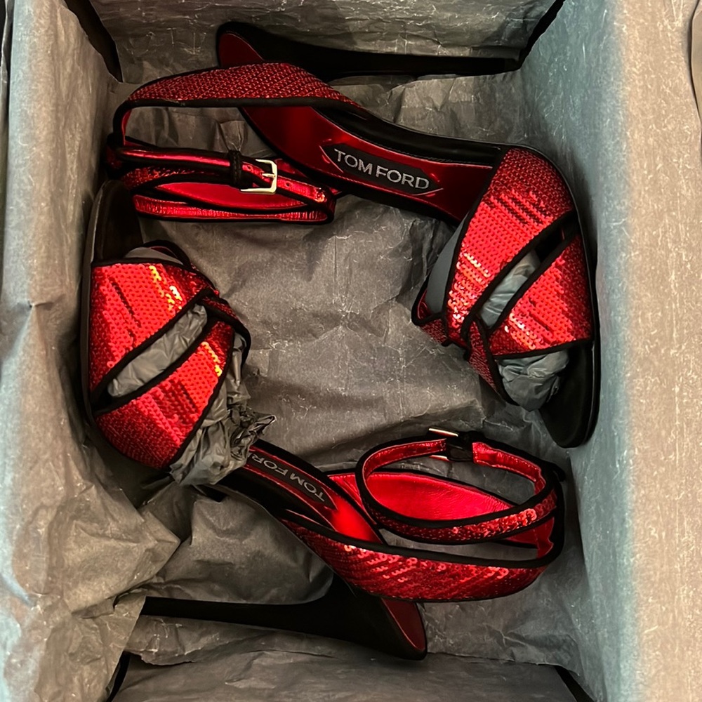 Tom Ford Red Sequined Stilettos Size 40